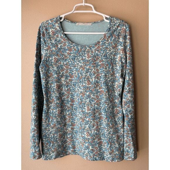 Peruvian Connection Tops - Peruvian Connection Women's Floral Scoop Neck Long Sleeve Women's Size Medium